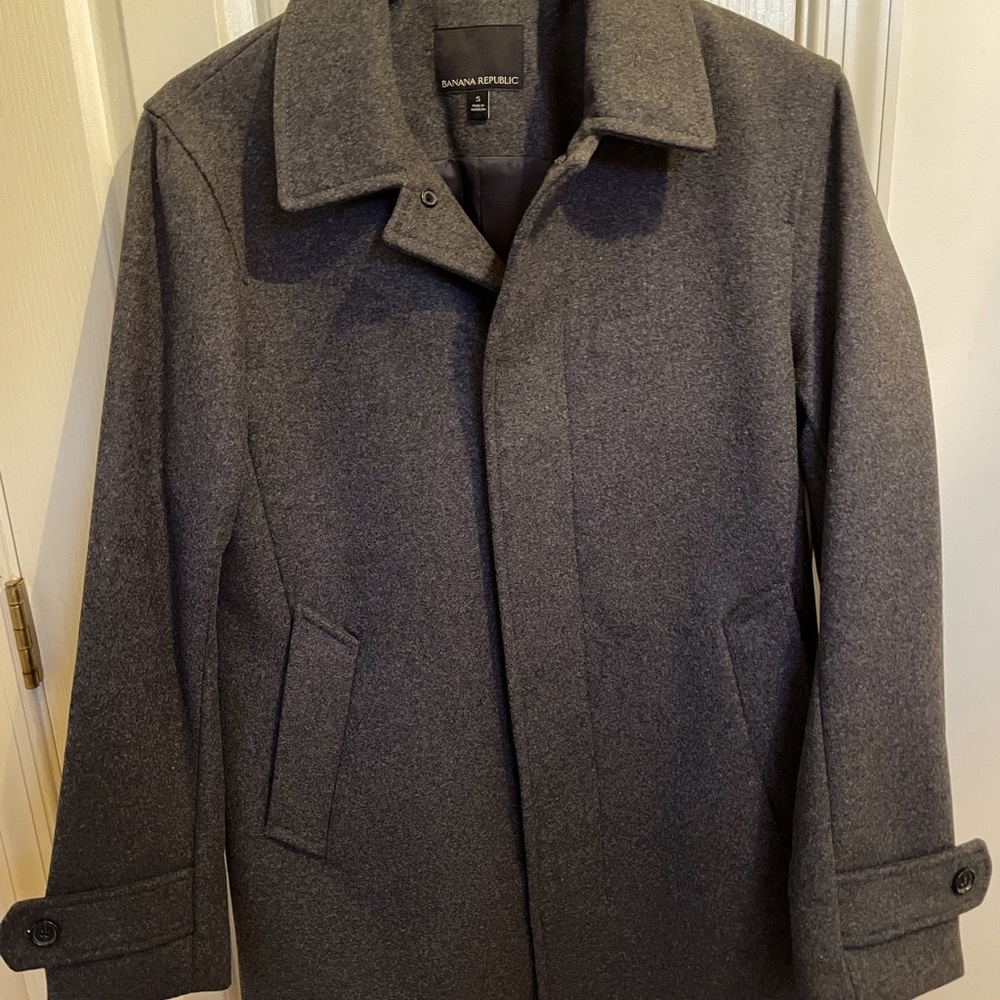 Banana Republic Men’s Wool Car Coat - Winter Coat - Gray Top Coat - Size Small